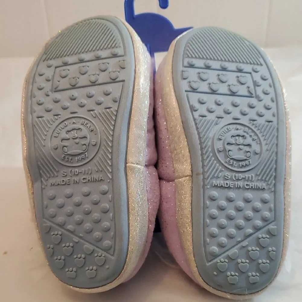 Build-A-Bear Unicorn Slippers Kids Small 11/12 Lavender With Rainbow Hair